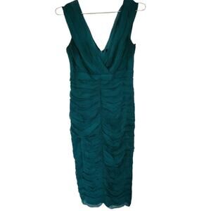 Tadashi Collection Dress Sz 6 Green Teal Chiffon Bodycon Prom Wedding Guest